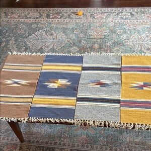 Southwestern chimayo Woven wool Placemats Set of four